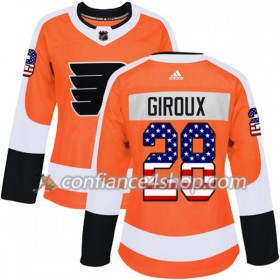 Adidas Maillot de Hockey Philadelphia Flyers Claude Giroux 28 2017-2018 Orange USA Flag Fashion Authentic - Femme